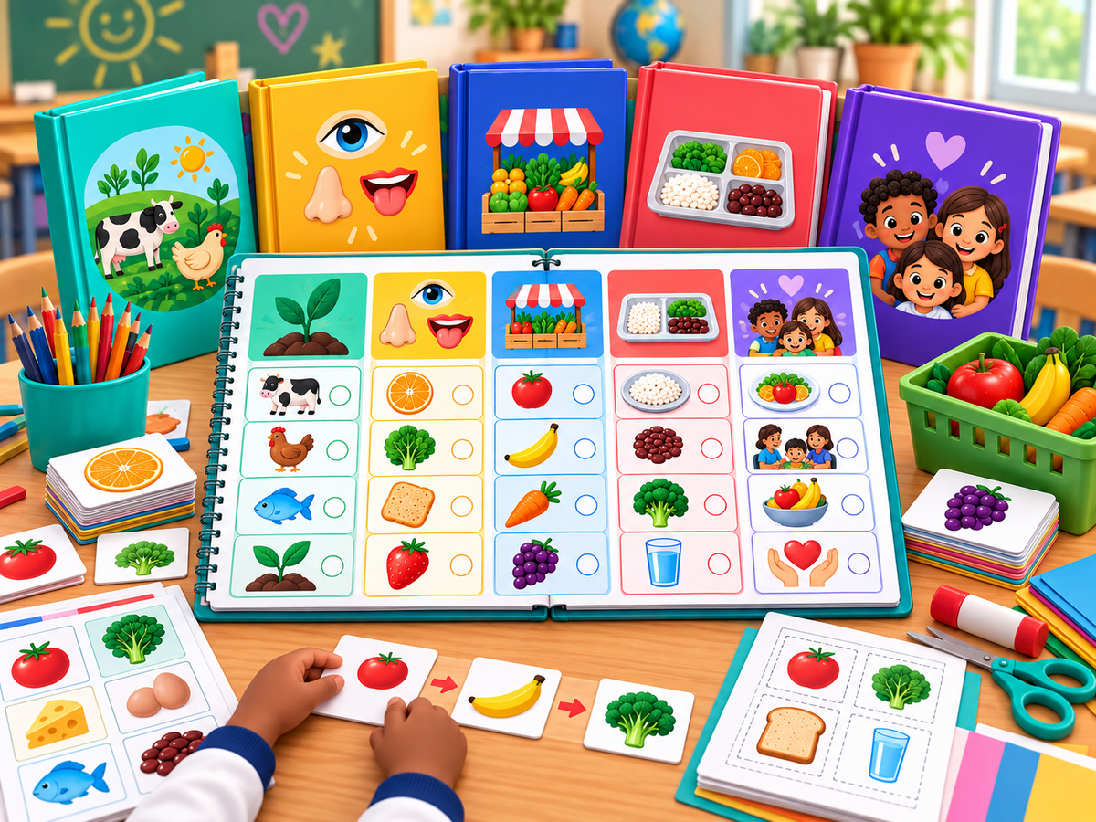 Planejamento visual de atividades de educação alimentar do Kit Colheita